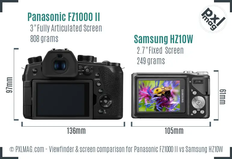 Panasonic FZ1000 II vs Samsung HZ10W Screen and Viewfinder comparison Panasonic FZ1000 II vs Samsung HZ10W Screen and Viewfinder comparison
