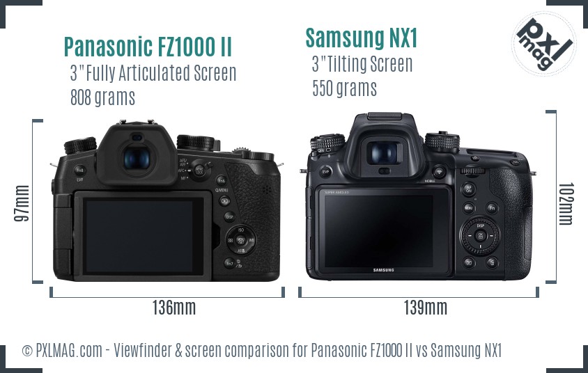 Panasonic FZ1000 II vs Samsung NX1 Screen and Viewfinder comparison