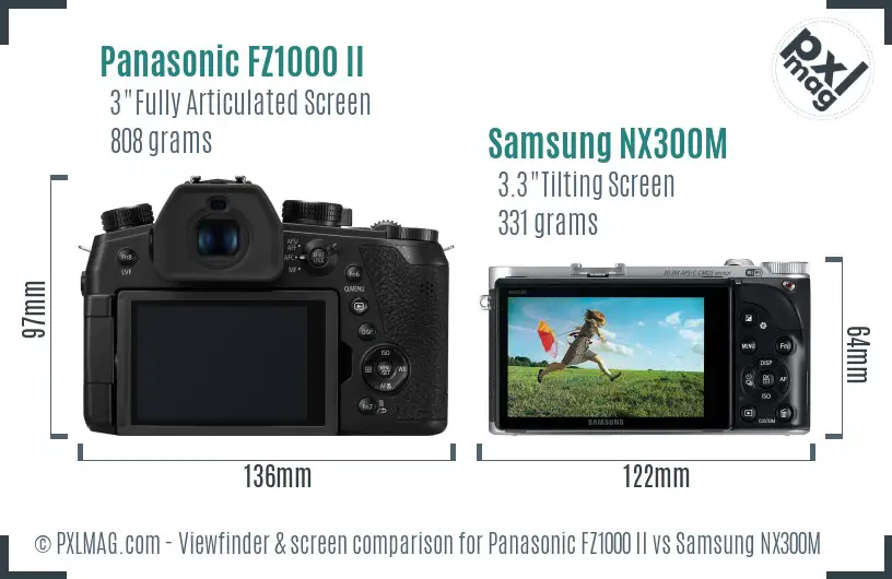 Panasonic FZ1000 II vs Samsung NX300M Screen and Viewfinder comparison