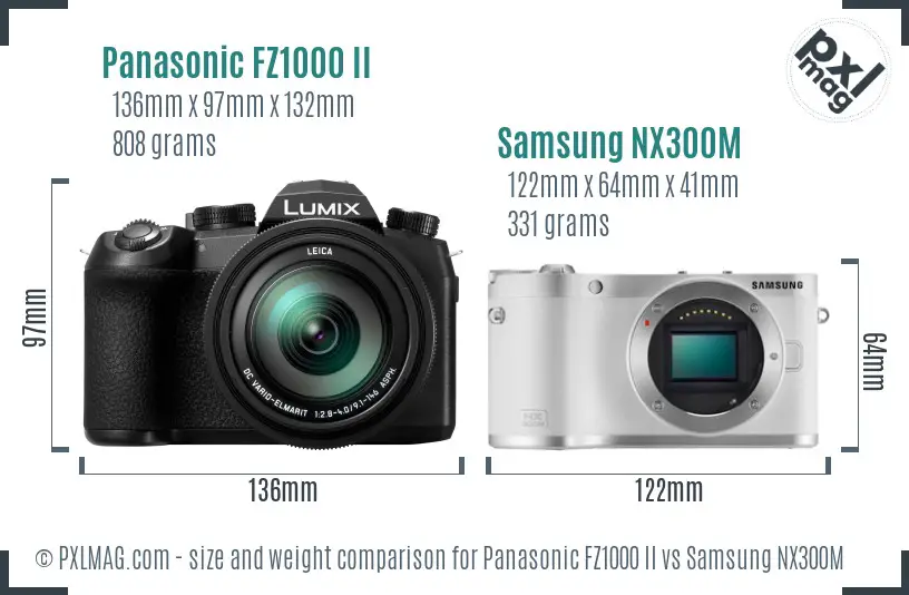 Panasonic FZ1000 II vs Samsung NX300M size comparison