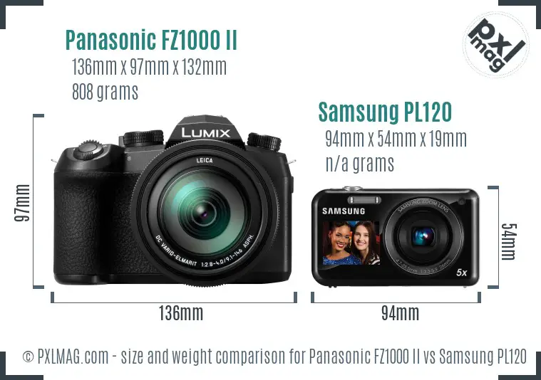 Panasonic FZ1000 II vs Samsung PL120 size comparison Panasonic FZ1000 II vs Samsung PL120 size comparison