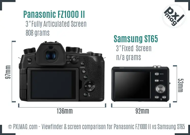 Panasonic FZ1000 II vs Samsung ST65 Screen and Viewfinder comparison