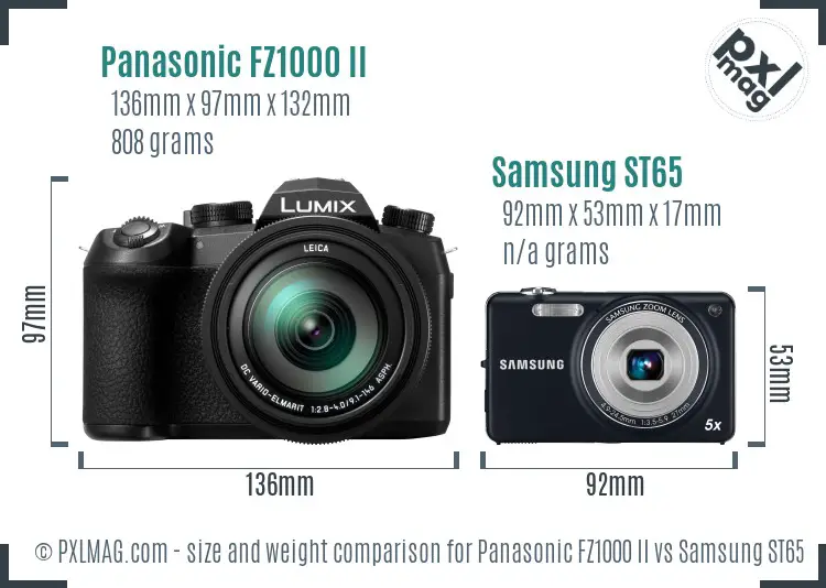 Panasonic FZ1000 II vs Samsung ST65 size comparison