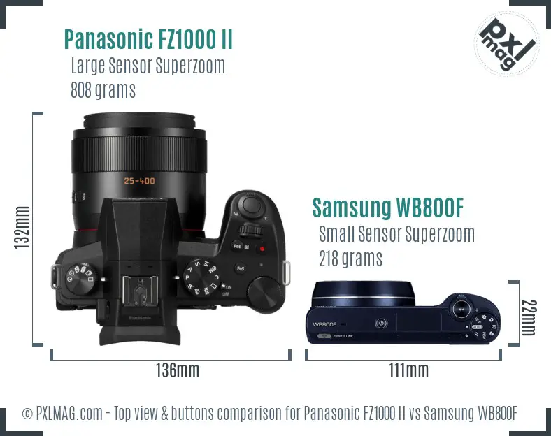 Panasonic FZ1000 II vs Samsung WB800F top view buttons comparison