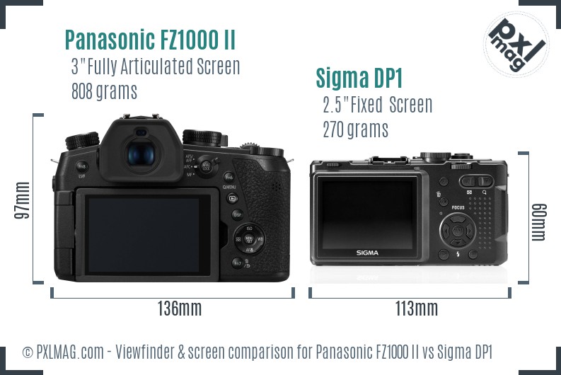 Panasonic FZ1000 II vs Sigma DP1 Screen and Viewfinder comparison