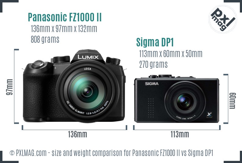 Panasonic FZ1000 II vs Sigma DP1 size comparison