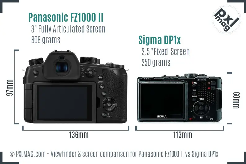 Panasonic FZ1000 II vs Sigma DP1x Screen and Viewfinder comparison