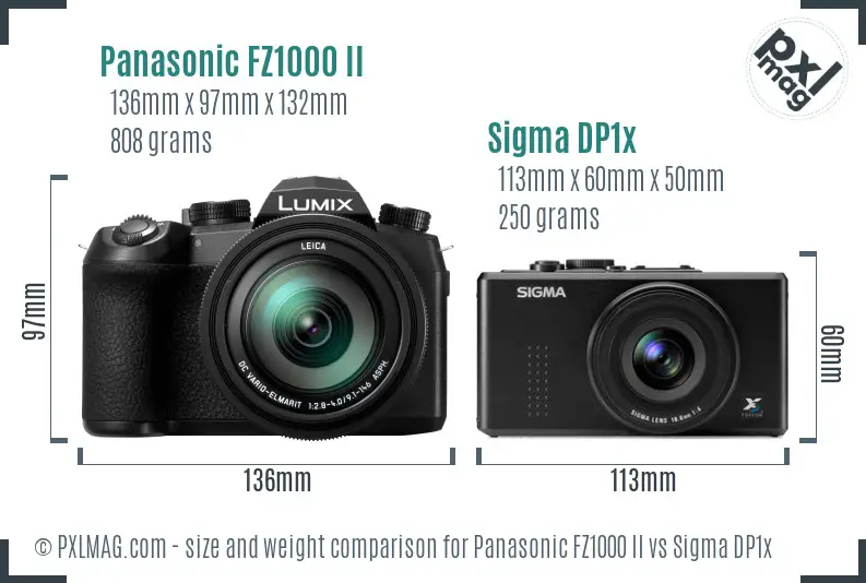 Panasonic FZ1000 II vs Sigma DP1x size comparison