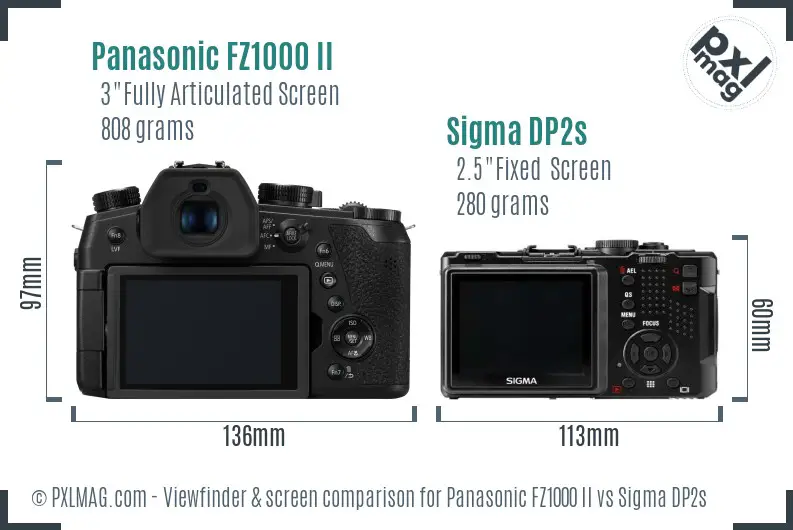 Panasonic FZ1000 II vs Sigma DP2s Screen and Viewfinder comparison