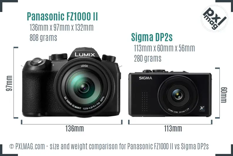 Panasonic FZ1000 II vs Sigma DP2s size comparison