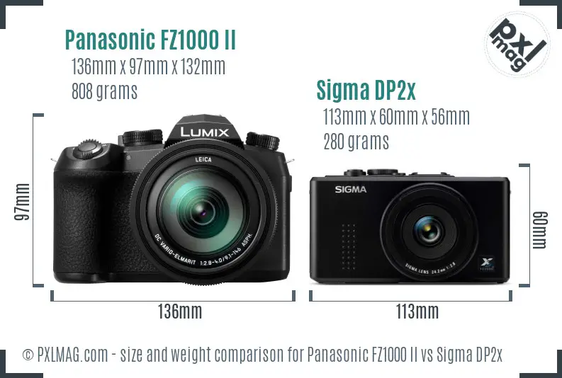 Panasonic FZ1000 II vs Sigma DP2x size comparison Panasonic FZ1000 II vs Sigma DP2x size comparison