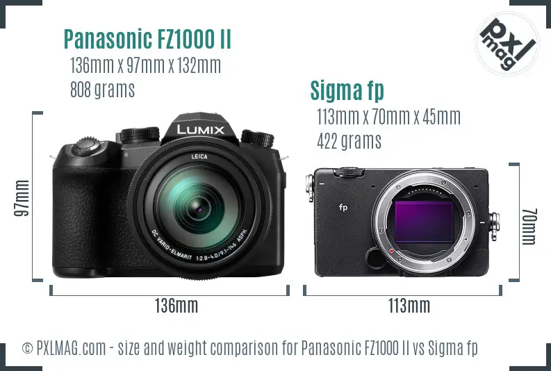 Panasonic FZ1000 II vs Sigma fp size comparison