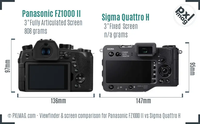 Panasonic FZ1000 II vs Sigma Quattro H Screen and Viewfinder comparison