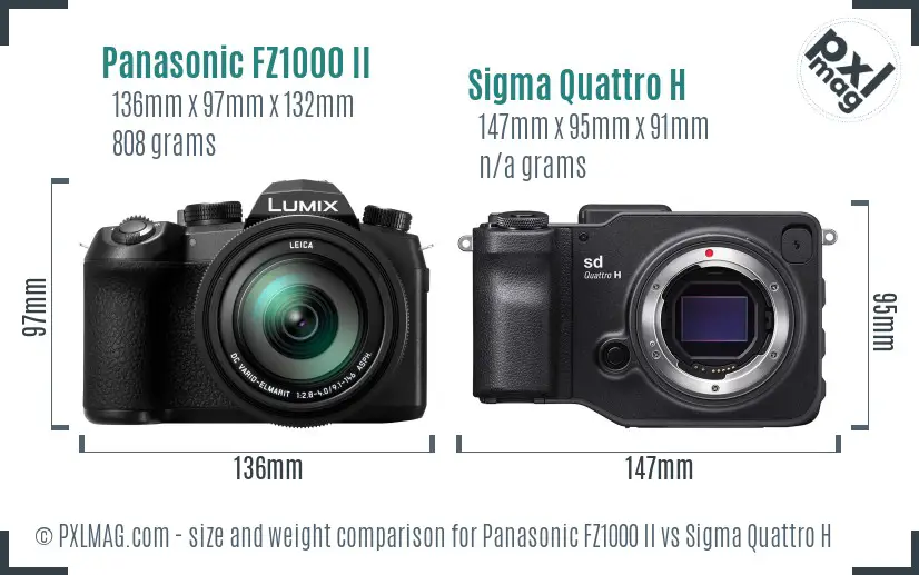 Panasonic FZ1000 II vs Sigma Quattro H size comparison