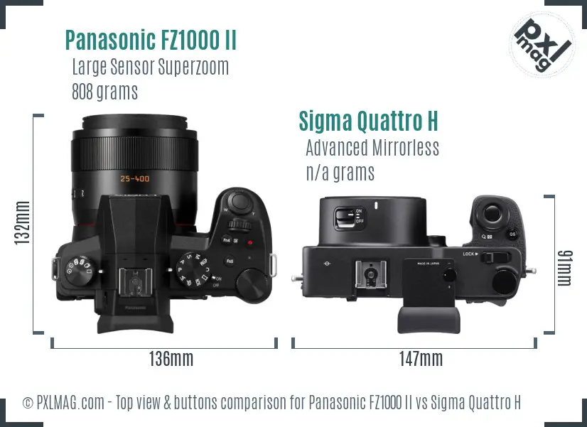 Panasonic FZ1000 II vs Sigma Quattro H top view buttons comparison