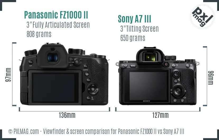 Panasonic FZ1000 II vs Sony A7 III Screen and Viewfinder comparison