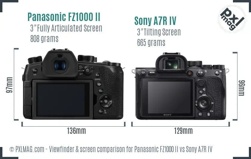 Panasonic FZ1000 II vs Sony A7R IV Screen and Viewfinder comparison