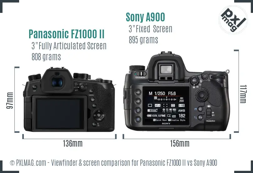 Panasonic FZ1000 II vs Sony A900 Screen and Viewfinder comparison