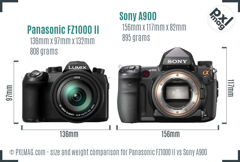 Panasonic FZ1000 II vs Sony A900 size comparison