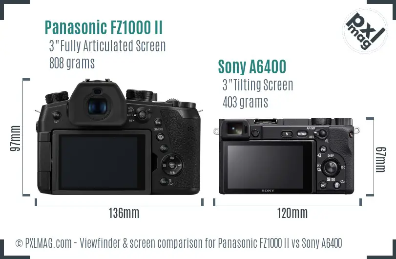 Panasonic FZ1000 II vs Sony A6400 Screen and Viewfinder comparison
