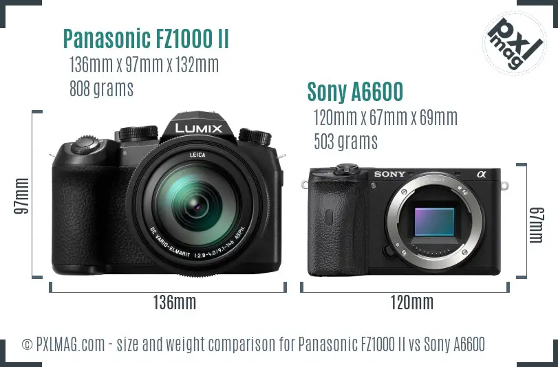 Panasonic FZ1000 II vs Sony A6600 size comparison