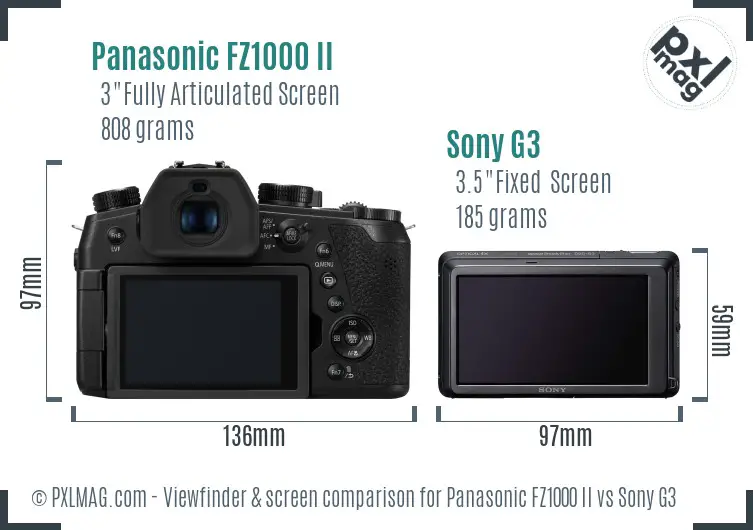 Panasonic FZ1000 II vs Sony G3 Screen and Viewfinder comparison