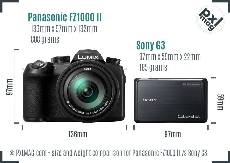 Panasonic FZ1000 II vs Sony G3 size comparison