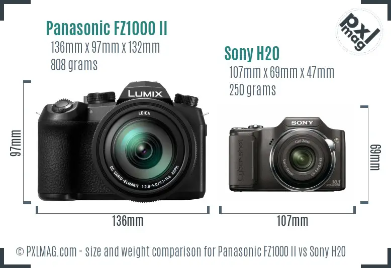 Panasonic FZ1000 II vs Sony H20 size comparison