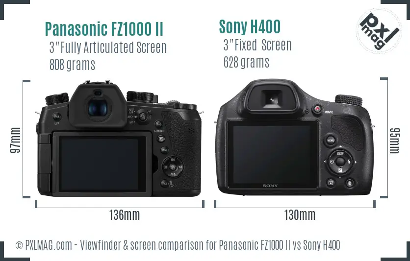 Panasonic FZ1000 II vs Sony H400 Screen and Viewfinder comparison