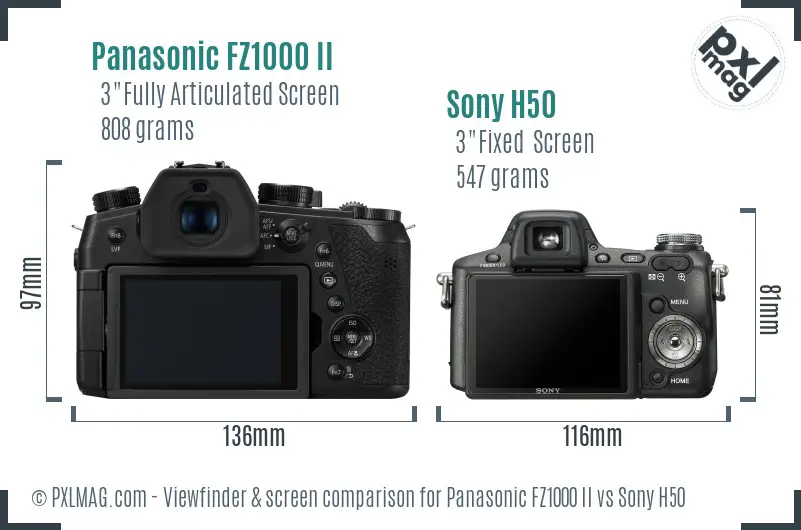 Panasonic FZ1000 II vs Sony H50 Screen and Viewfinder comparison