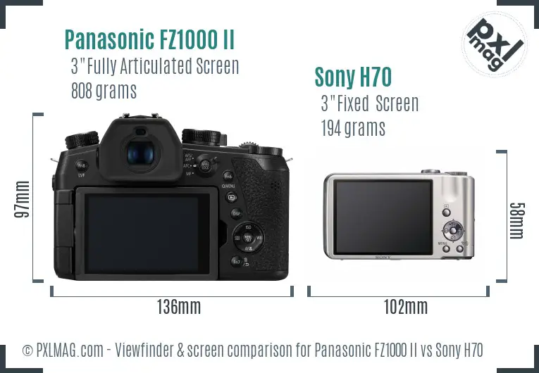 Panasonic FZ1000 II vs Sony H70 Screen and Viewfinder comparison