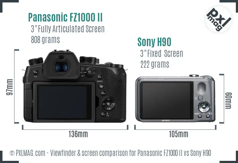 Panasonic FZ1000 II vs Sony H90 Screen and Viewfinder comparison