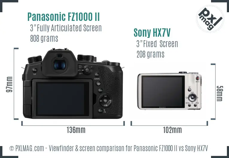 Panasonic FZ1000 II vs Sony HX7V Screen and Viewfinder comparison