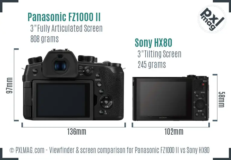 Panasonic FZ1000 II vs Sony HX80 Screen and Viewfinder comparison