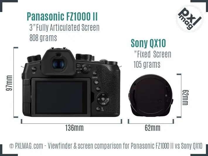Panasonic FZ1000 II vs Sony QX10 Screen and Viewfinder comparison