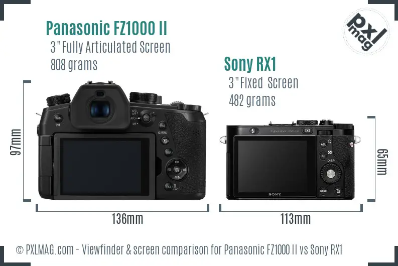 Panasonic FZ1000 II vs Sony RX1 Screen and Viewfinder comparison