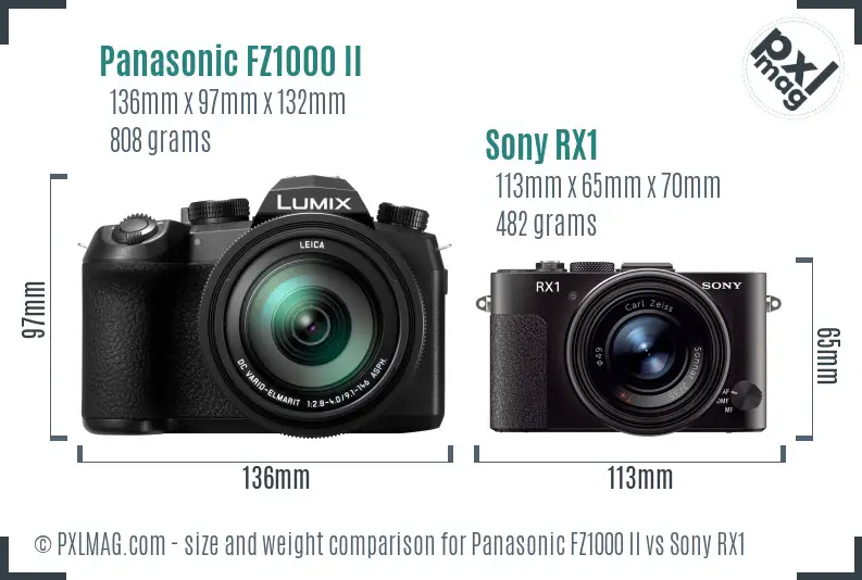 Panasonic FZ1000 II vs Sony RX1 size comparison