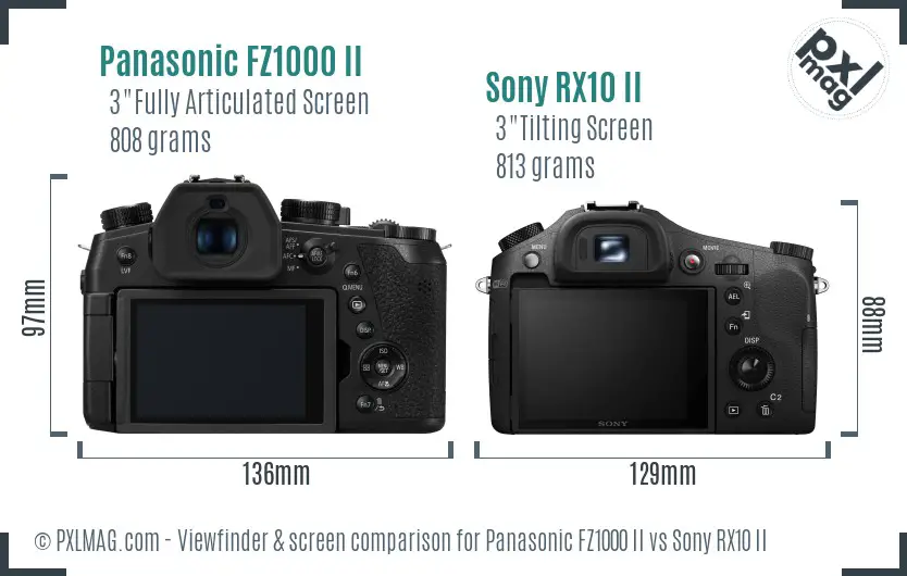 Panasonic FZ1000 II vs Sony RX10 II Screen and Viewfinder comparison