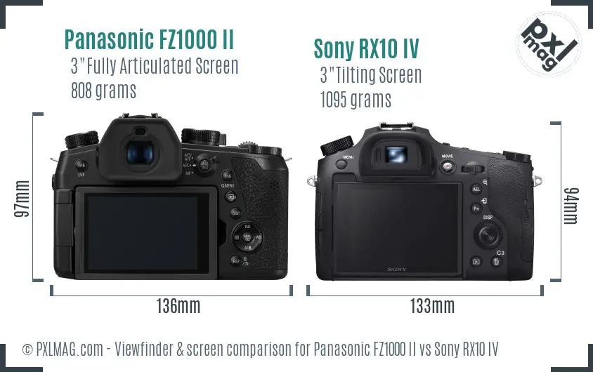 Panasonic FZ1000 II vs Sony RX10 IV Screen and Viewfinder comparison