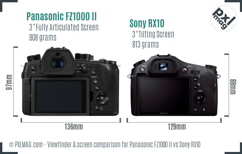 Panasonic FZ1000 II vs Sony RX10 Screen and Viewfinder comparison