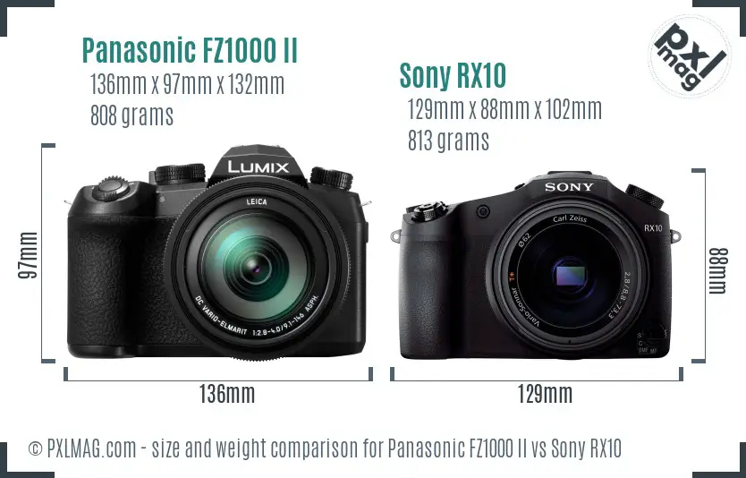 Panasonic FZ1000 II vs Sony RX10 size comparison