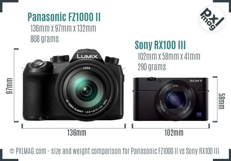 Panasonic FZ1000 II vs Sony RX100 III size comparison