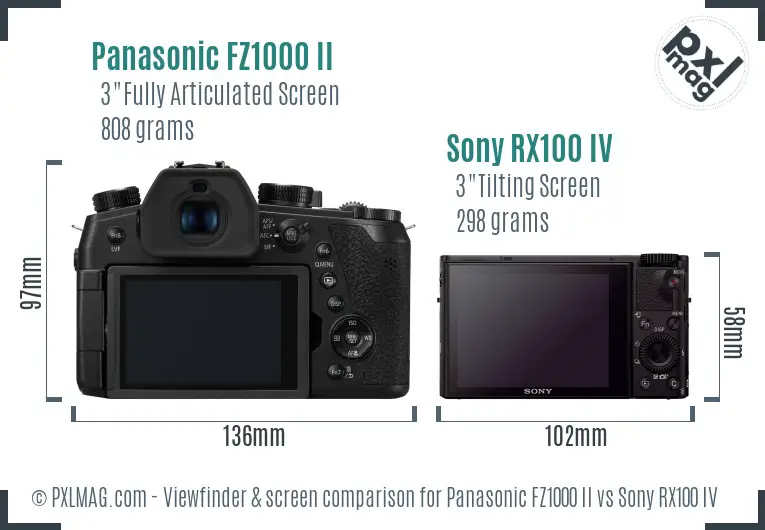 Panasonic FZ1000 II vs Sony RX100 IV Screen and Viewfinder comparison