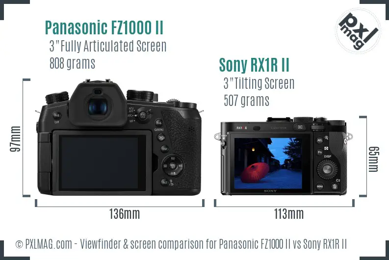 Panasonic FZ1000 II vs Sony RX1R II Screen and Viewfinder comparison