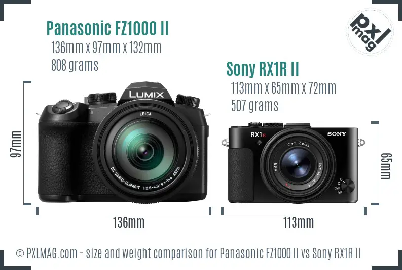 Panasonic FZ1000 II vs Sony RX1R II size comparison