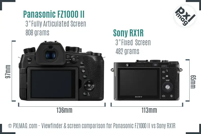 Panasonic FZ1000 II vs Sony RX1R Screen and Viewfinder comparison
