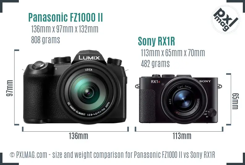 Panasonic FZ1000 II vs Sony RX1R size comparison