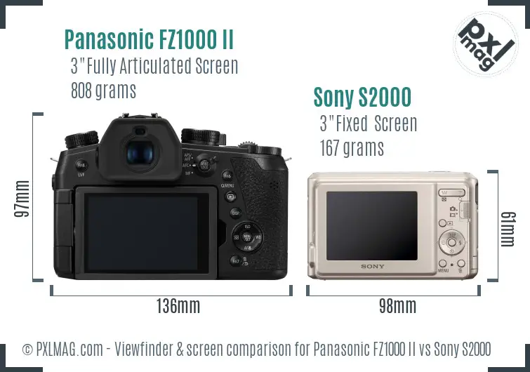 Panasonic FZ1000 II vs Sony S2000 Screen and Viewfinder comparison