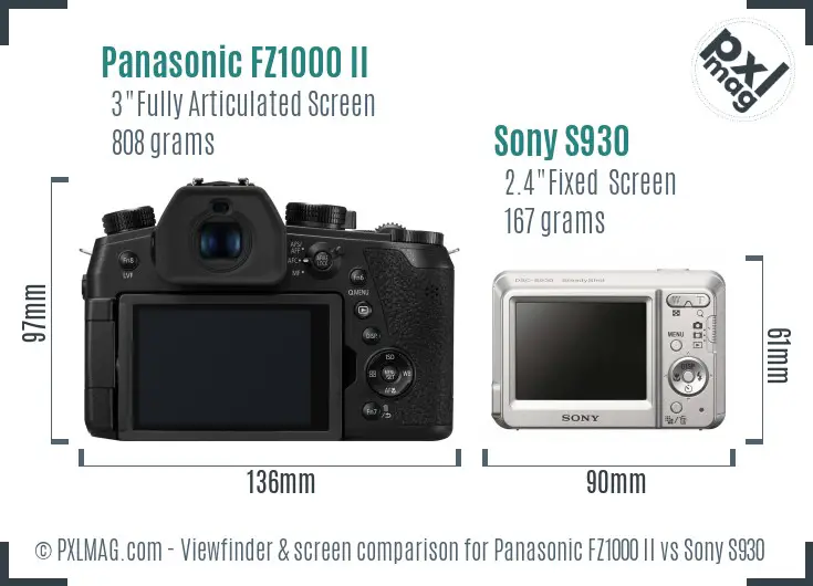Panasonic FZ1000 II vs Sony S930 Screen and Viewfinder comparison