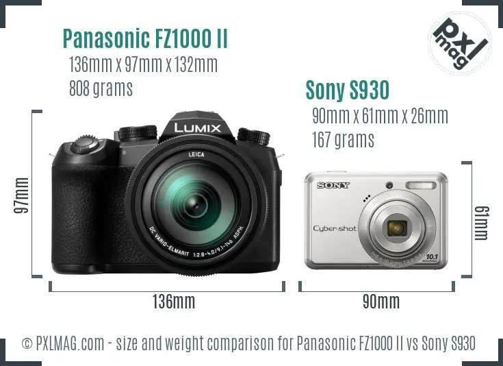 Panasonic FZ1000 II vs Sony S930 size comparison